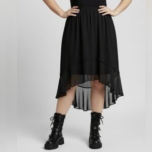 Studio Femme 1X Black Ruffle Hem Whimsigoth Gothcore Witchy Skirt Dark Academia